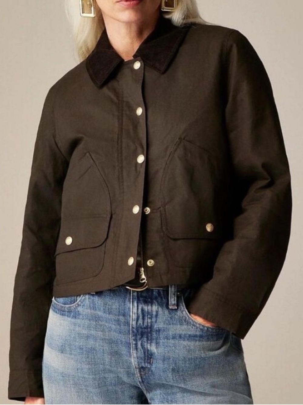 J. Crew Short Barn Jacket in Mossy Brown